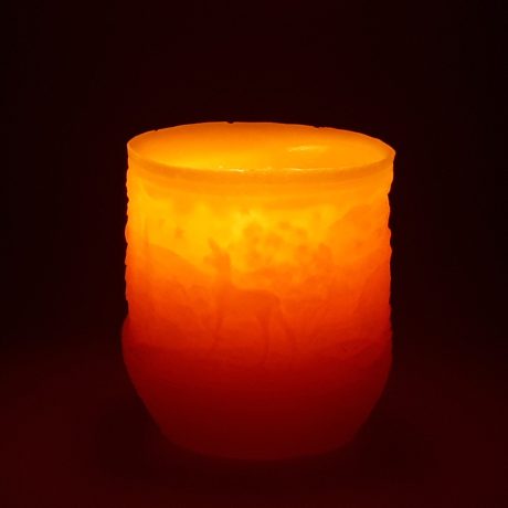 Beeswax Winter Scene Candle Burning 1